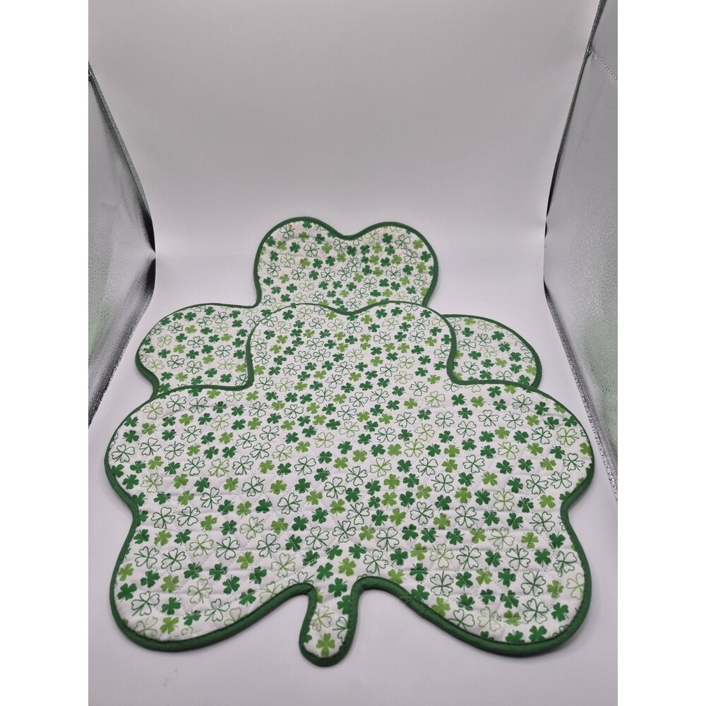 2 ~ 15" Shamrock Celebrate Together Quilted Placemats St Patrick’s Day Lucky